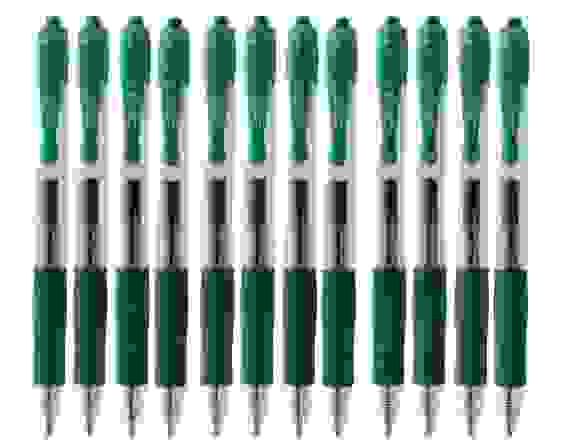 Ручка PILOT G-2, 0.5 мм, автоматическая, гелевые зеленые чернила, грип