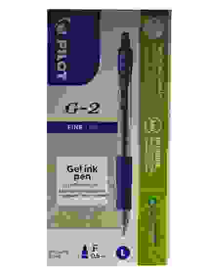 Ручка PILOT G-2, 0.5 мм, автоматическая, гелевые синие чернила, грип