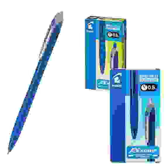 Ручка PILOT RexGrip EF (0.5 мм), шариковая автоматическая, синие чернила, грип