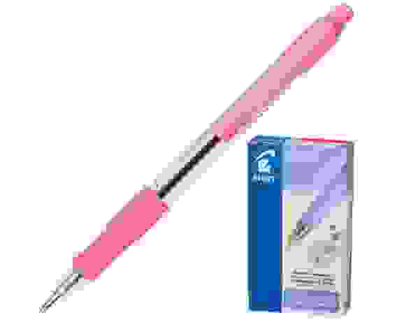 Ручка PILOT Super Grip F (0.7 мм), шариковая автоматическая, синие чернила, грип, розовый корпус