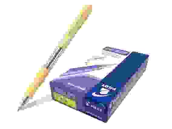 Ручка PILOT Super Grip F (0.7 мм), шариковая автоматическая, синие чернила, грип, желтый корпус