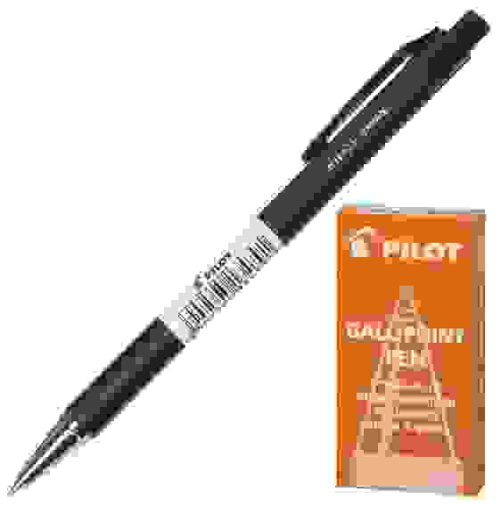 Ручка PILOT BPRK 0.7 мм шариковая автоматическая, синие чернила, черный прорезиненный корпус