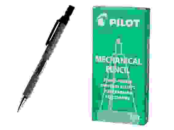 Карандаш механический PILOT, H-165, 0,5 мм, с ластиком, черный прорезиненный корпус