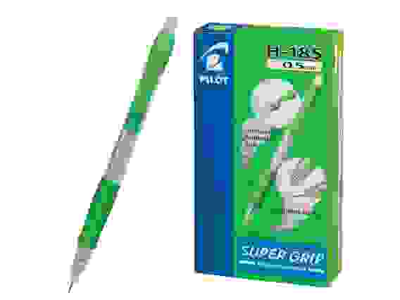 Карандаш механический PILOT Super Grip H-185, 0.5 мм, с ластиком, салатовый корпус