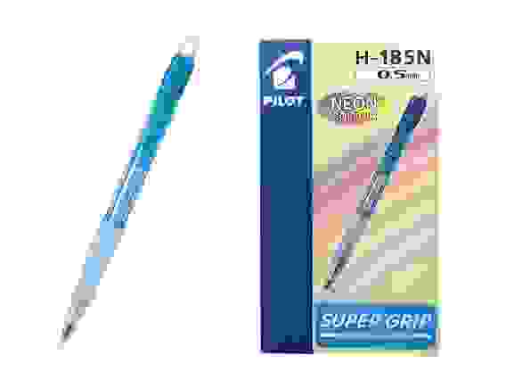 Карандаш механический PILOT Super Grip H-185 Neon, 0.5 мм, с ластиком, синий корпус