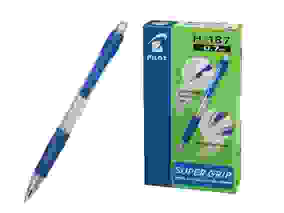 Карандаш механический PILOT Super Grip H-187, 0.7 мм, с ластиком, синий корпус