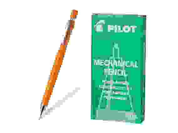 Карандаш механический PILOT, H-329, 0.9 мм, профессиональный, с ластиком, оранжевый корпус
