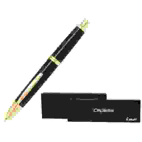 Ручка перьевая Pilot "Capless", черный корпус, золотое перо 14К размера Fine, автоматическая