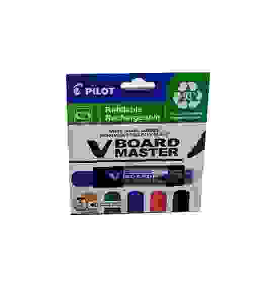 Набор маркеров PILOT V-BOARD Master по доске, 5 цв, 2-4 мм, сменный картридж