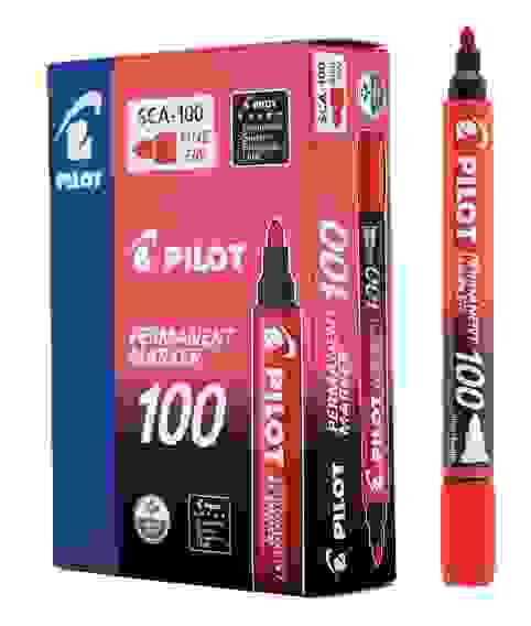 Маркер PILOT SCA-100 перманентный, красный, круглый наконечник 1 мм
