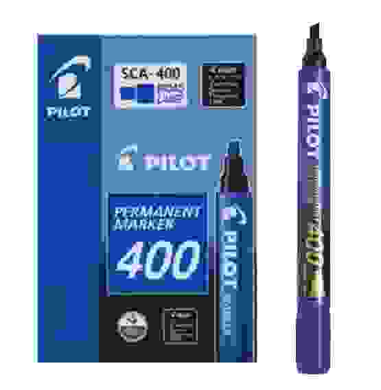 Маркер PILOT SCA-400 перманентный, синий, скошенный наконечник 1-4 мм