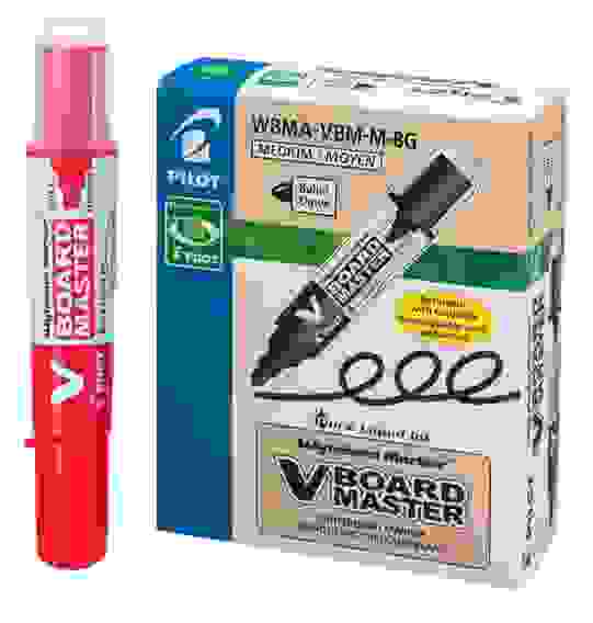 Маркер PILOT V-BOARD Master по доске, красный, 2-4 мм, сменный картридж