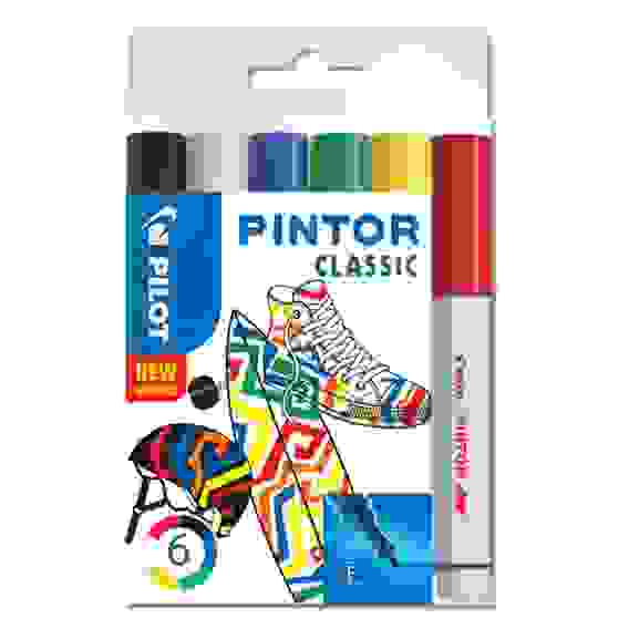 Маркеры PILOT PINTOR CLASSIC, набор 6 цветов, F (наконечник 2.9 мм, линия 1.0 мм)