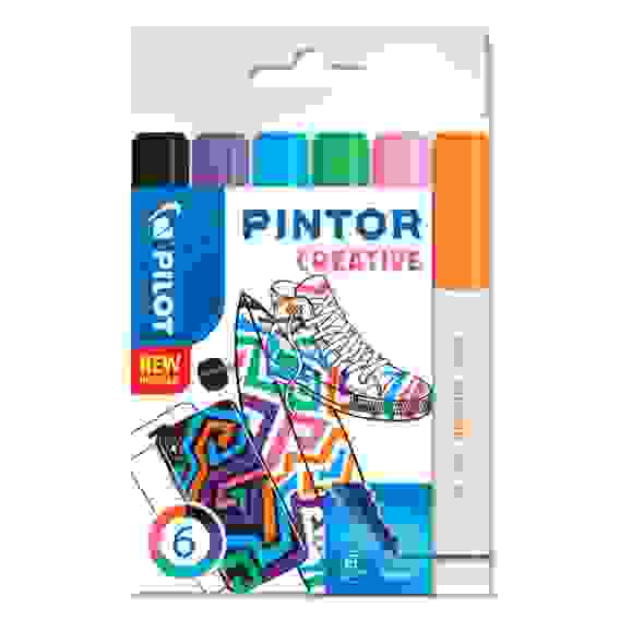 Маркеры PILOT PINTOR CREATIVE, набор 6 цветов, EF (наконечник 2.3 мм, линия 0.7 мм)