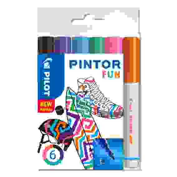 Маркеры PILOT PINTOR FUN, набор 6 цветов, F (наконечник 2.9 мм, линия 1.0 мм)