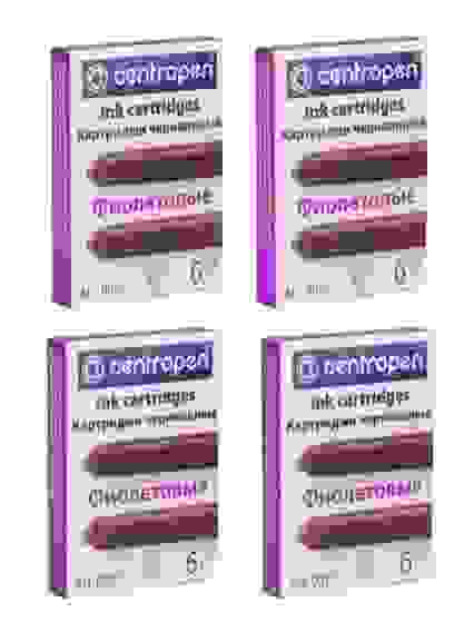Комплект Картриджи 4 уп по 6 шт для перьевой ручки, фиолетовые